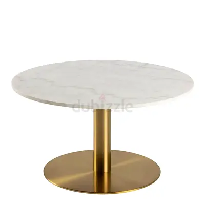 Corby Round Coffee Table with White Marble Top  Gold Base - Diam.100 - New in original box