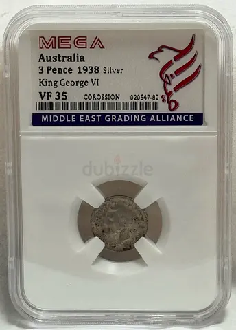 Australia 3 pence silver coin 1938 70 AED