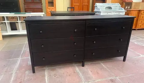 Dark wood 6-drawer dresser - sturdy  good condition