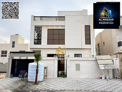 Villa for sale in Al Bahia, two floors and a rooftop, with a swimming pool, ready to move in. Freeh