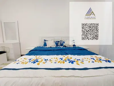 شقه غرفه  وصاله  مفروشه للايجار بعجمان بمنطقه الروضه   - تكييف مركزي