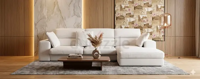 Marina home white color lshape sofa headrest adjustable seat adjustable