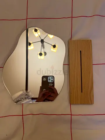 Unique Shaped Mirror with Wooden Frame