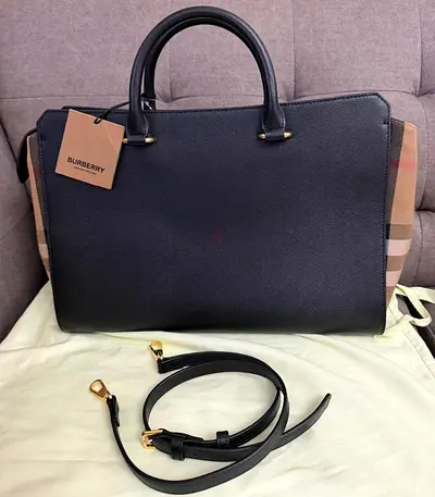 Burberry Black Leather Tote Bag