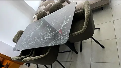 Original marble Dining table With six chairs for sale