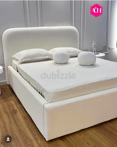 White Upholstered Platform Bed Frame