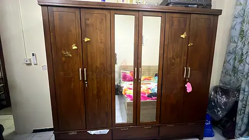 Spacious Wooden Wardrobe with Mirror