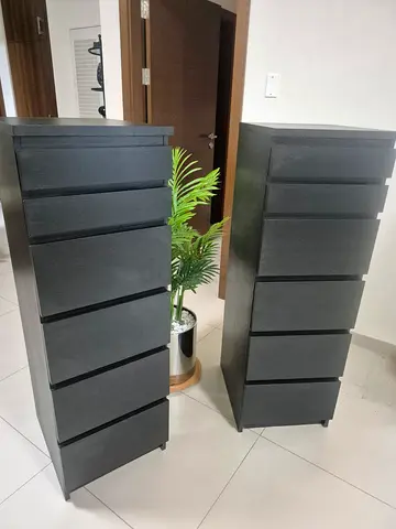 IKEA Storage unit Brand MALM.. Chest of 6 drawers, Black /mirror glass, 40x123 cm For multiple uses
