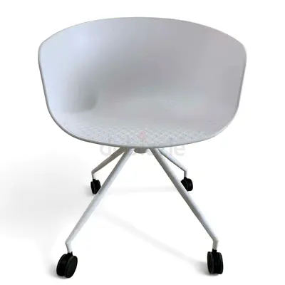 Ergonomic Swivel Task Chair - White Molded Shell Office Chair with 4-Leg Caster Base