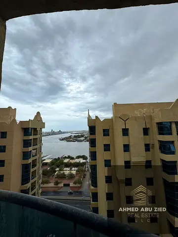 Luxury 2BR apartment for annual rent in Al Khor Towers with creek view, 3 baths, balcony, maid’s room with bath, AED 45,000.