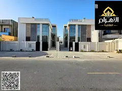 For sale in Al Yasmin (Al Maidan): Two two-story villas with a rooftop and swimming pool. Land area: