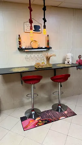 Foldable Counter Setup with Bar Chairs  Decorative Lights – Excellent Condition