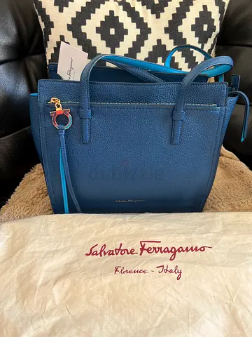 Blue Leather Handbag by Salvatore Ferragamo
