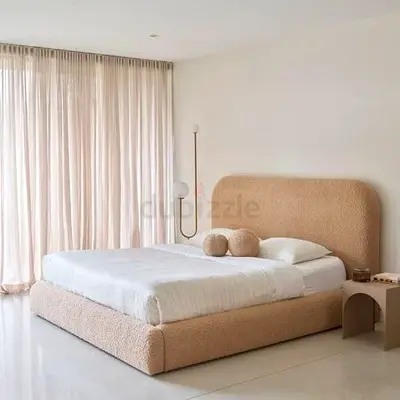 Modern Plush Bed Frame with Soft Accents
