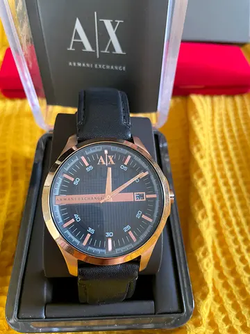 Armani Exchange Hampton AX2129 Men’s Watch – Rose Gold  Black Leather