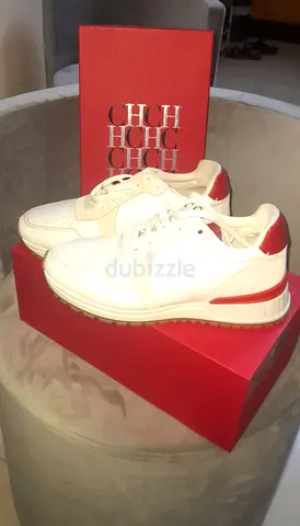 Stylish White and Red Sneakers