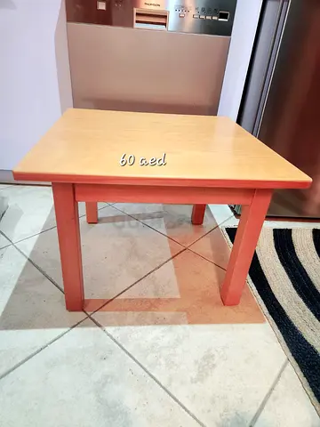Small light wood square side table