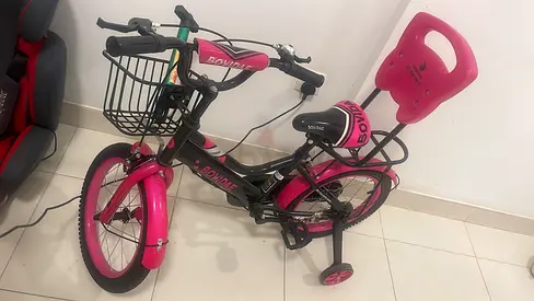 Kids Pink Bike with Basket and Backseat