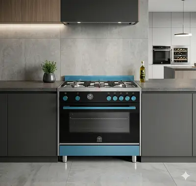 LA GERMANIA GASS ELECTRIC 5 BURNER TOP GASS OVEN ELECTRIC WITH FAN COOKING RANGE 90X60 STOVE