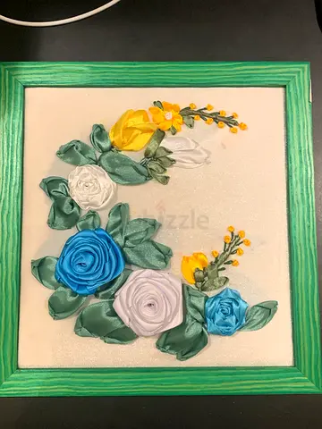 Decorative Framed Fabric Flower Artwork