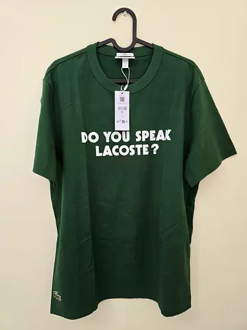 Lacoste Pique Effect Slogan Cotton Jersey T-Shirt