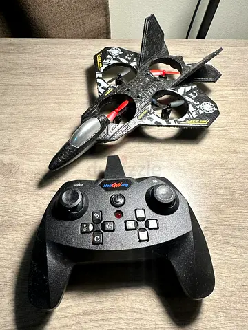 Remote-control jet drone with controller — working