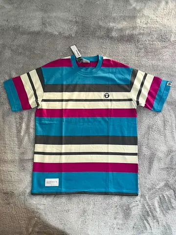 AAPE BY A BATHING APE® Logo-Appliqué Striped Cotton T-Shirt