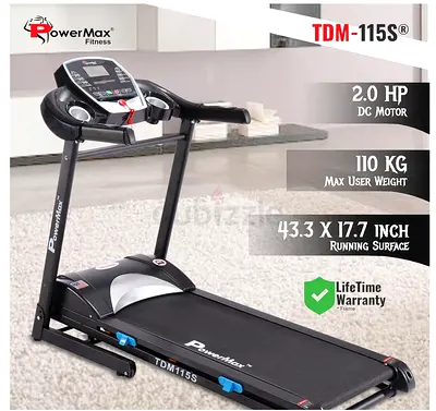 Used PowerMax TDM-115S Treadmill - 2.0 HP, Foldable, Good Condition