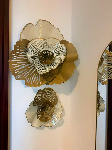Set of 2 Gold Metal Floral Wall Art - Homes R Us