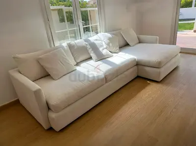 Crategbarrel L Shape Sofa Beige Good condition