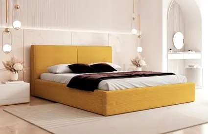 Stylish Yellow storage Brand new Queen size bed with medical mattres double bed family bed Queen bed