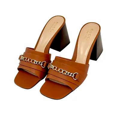 Gucci Signoria Slide Sandal Leather - Size 36.5  38.5