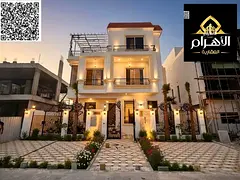 Own the most luxurious villas in Ajman, two floors and a roof with a swimming pool, at a price that