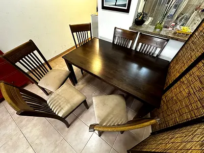 My 6-seater solid wood dining table with 6 chairs