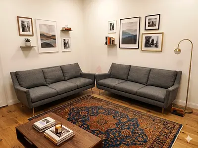 West elm mid century 3+3 seater sofa