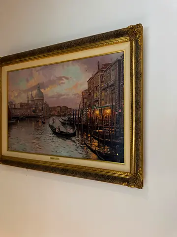 Beautiful Thomas Kinkade  Vintage Painting of a Cityscape Venice signed and numbered