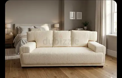 Elegant Three-Seater Sofa – Cream • Elegant modern look • Soft comfortable seating • Strong wooden s