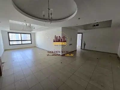 2BR hall in Al Khan Al Qasba, 2 balconies, free AC, 2 masters, maid room, parking, gym, pool, family only, 72,000 AED yearly, Tabby/Tamara available