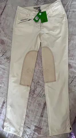 La Martina Elegant White Riding Pants with Knee Patches