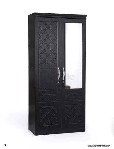 My black 2-door wardrobe with mirror — 80 x 45 x 180 cm