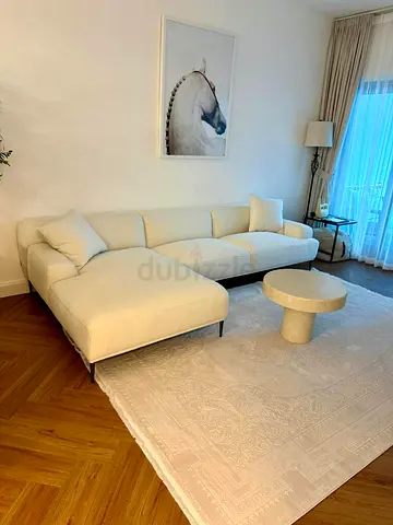 The Loom Collection L Shape Sofa Beige Excellent Condition