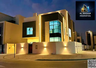 For Sale | Villa on Two Streets | In Al Helio 2, Ajman | High-Quality Designs and Finishes | Glass Stone Facade | Price Includes Registration and Owne
