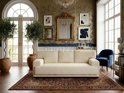 Classic Three-Seater Sofa – Cream • Classic modern design • High-density foam • Durable wood frame •