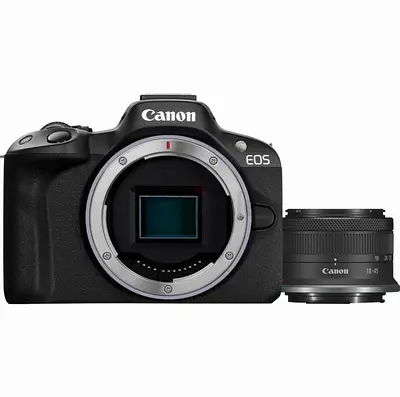 Canon EOS R50 Mirrorless Camera (White) with RF-S 18-45mm IS STM Lens – 24.2MP, 4K Video