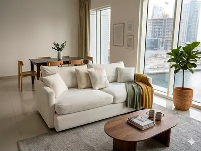 Crate and barrel white color 3 seater sofa