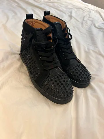 Louboutin black high top studded dress shoes