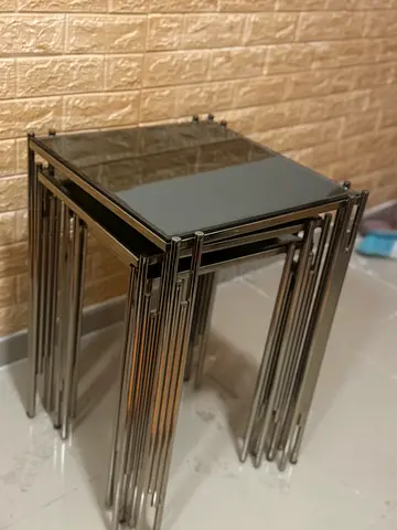 My black glass coffee table with stainless steel frame - used