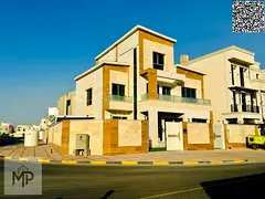 Corner villa near Sheikh Mohammed Bin Zayed Road and the mall, 4200 sq ft, two floors and a roof, 6