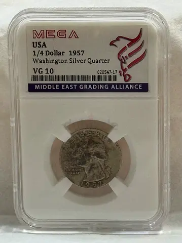 USA 1/4 dollar silver coin 1957 70 AED