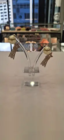 Pearl and Gold Tassel Drop Earrings